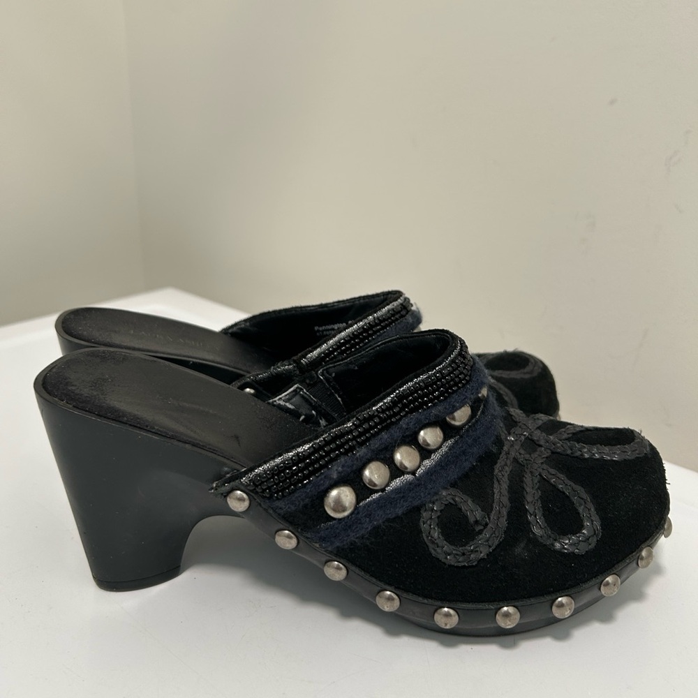 Laura Ashley Pennington Beaded Mules Black Silver Size 9